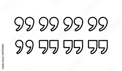 Minimal Black and White Quote Mark Icon Set for Web and App Projects