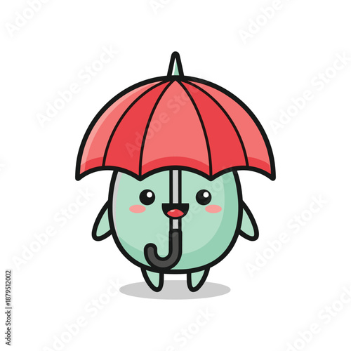Cute Cartoon Character with Red Umbrella