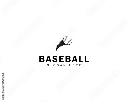 Baseball logo with ball flying abstract