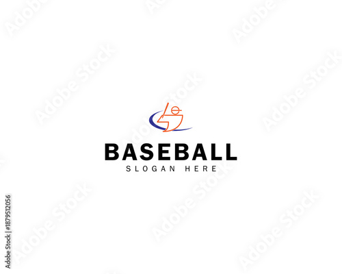 Baseball logo abstract with line art style