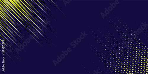 Yellow halftone on blue background. Vector dotted sparkles or halftone shine pattern texture Pop Art Style Background. EPS10