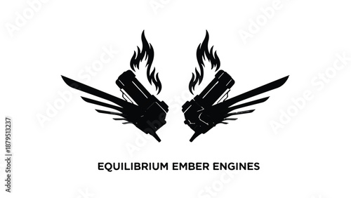 Fiery winged engines symbolize power and motion