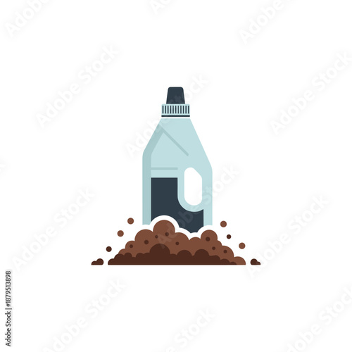 Soil revitalization with liquid fertilizer bottle