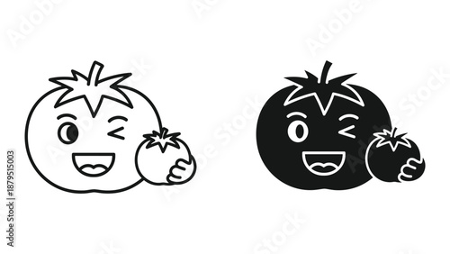 Happy tomato characters with smiling faces