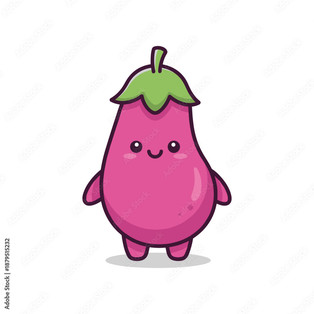 Fototapeta premium Cute Cartoon Pink Fruit Character Illustration