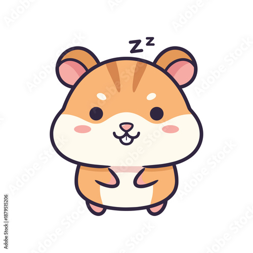 Cute cartoon hamster sleeping peacefully