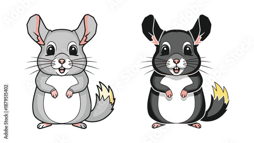 Adorable cartoon chinchillas standing upright