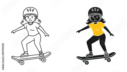 Kids riding skateboard with helmet for safety