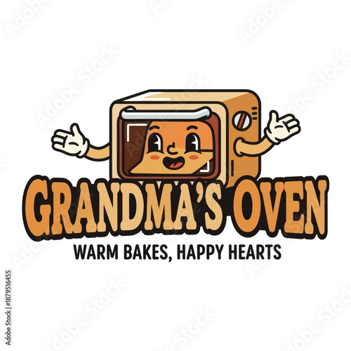 Cartoon Oven Character with Smiling Face.