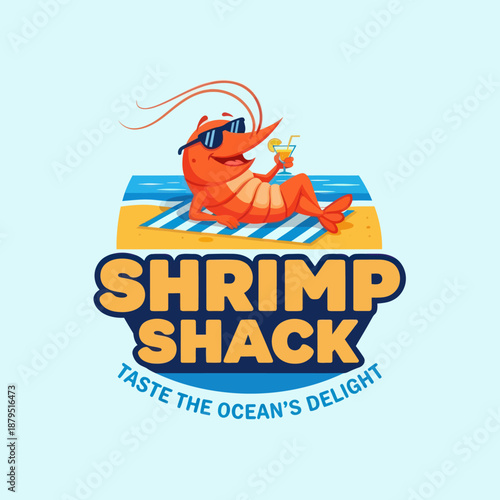 Cartoon Shrimp Character Wearing Sunglasses.