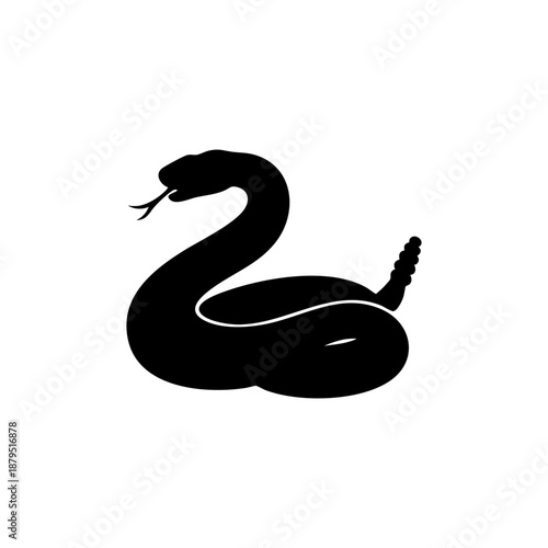 Rattlesnake Silhouette Illustration Isolated on White Background - Rattler Snake Vector