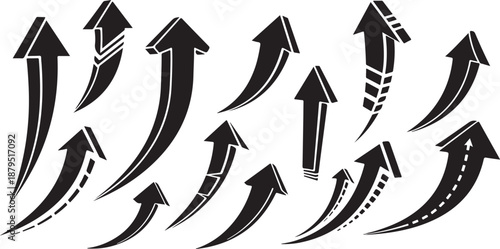 up arrows. Set of rising arrows black set vector eps