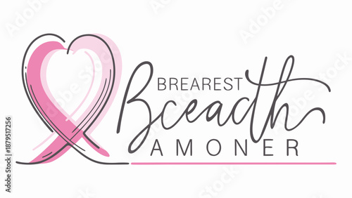 Elegant flat vector instagram post template with pink ribbon and text for breast cancer awareness campaign or social media post with white background