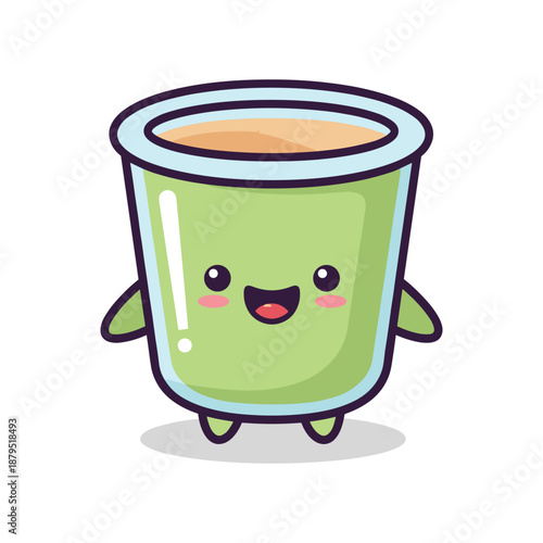 Green Tea Mascot Cartoon Character Illustration