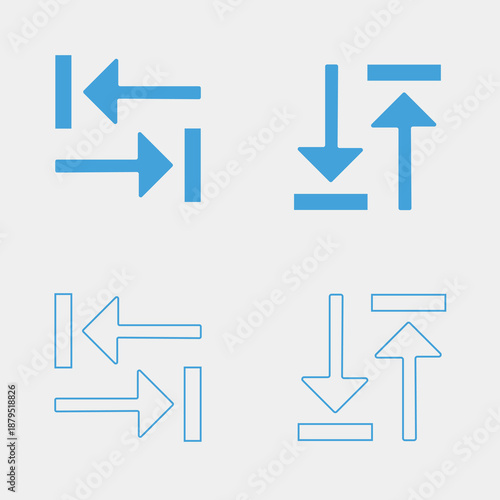 Left right direction arrows, pointer arrow icon collection.