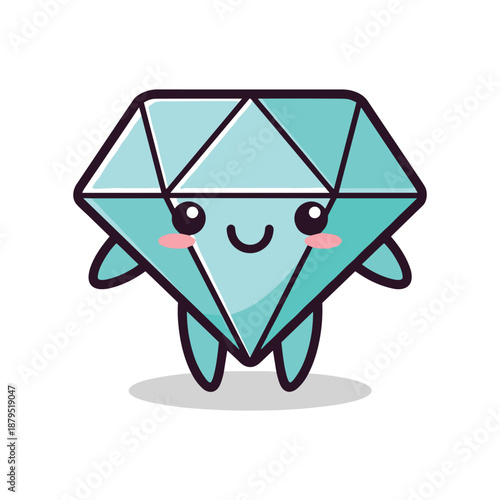 Cartoon diamond character with a happy expression