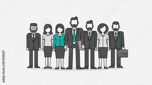 Diverse Group of Professionals Standing Together in a Modern Setting