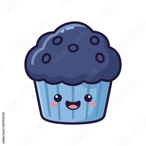 Blueberry muffin with smiling face