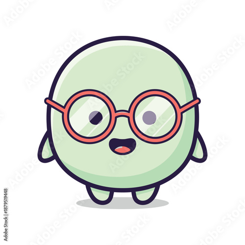 Cartoon character wearing glasses and looking surprised