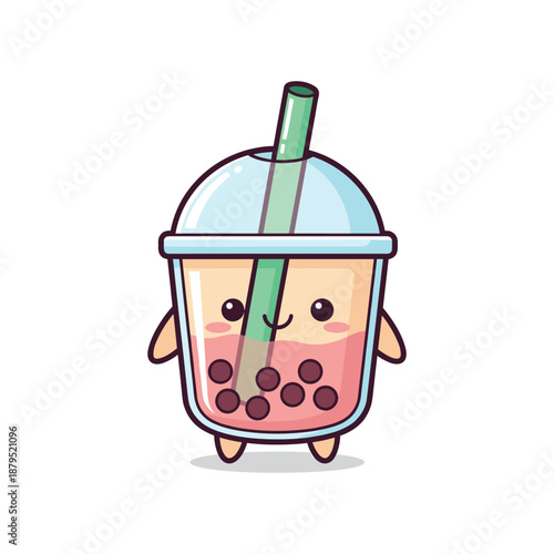 Adorable Cartoon Bubble Tea Character Illustration