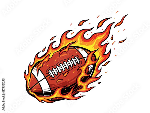 American Football Ball on Fire Moving.