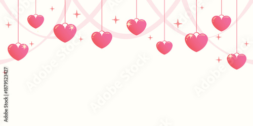 Decoration of Celebration and happy and love season banner. Pink balloons with heart shape decoration concept.
