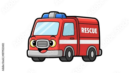 Wallpaper Mural Cute cartoon rescue vehicle with smiling face Torontodigital.ca