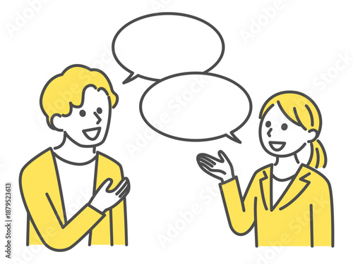 illustration of 2 people talking