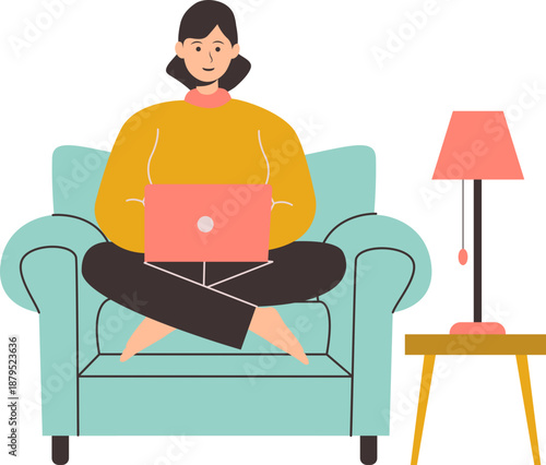 Illustration of People Working From Home. Vector Character in Cartoon Design.
