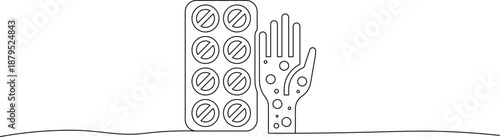 Hand holding blister pack of pills medical concept healthcare and wellness pharmacy treatment medicine health disease therapy drug care prevention illustration