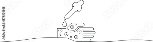 A hand holding a molded block with a pipette dropping liquid on it symbolizing science and experimentation in a lab setting with a white background