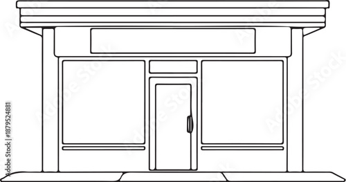 Convenience Store Small Shop Hand-drawn Sketch Drawing Vector Illustration, Line Linear Symbol Engraving Coloring Book, Black and White Isolated