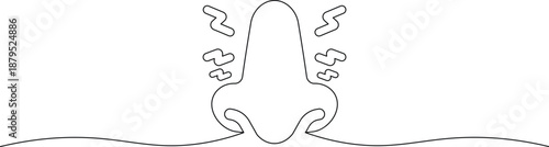 A minimalist line drawing of a frog's head in a simple cartoonish style viewed from the front with a wavy line representing water or ground below conveying a sense of calmness and serenity