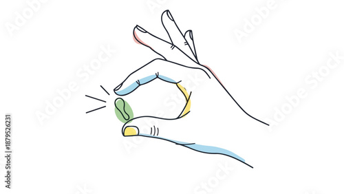 Hand holding green capsule on transparent background
