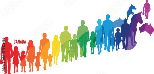 Multicultural families from different countries around the world