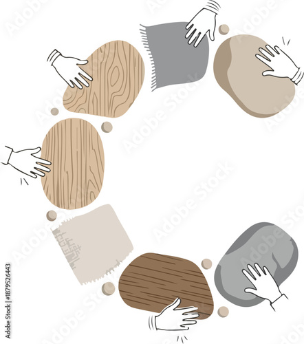 Montessori texture exploration for children through tactile stones and fabrics