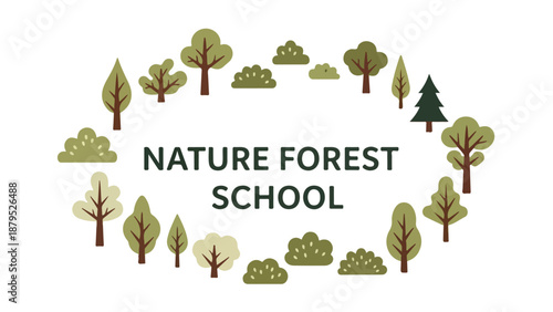 Nature forest school illustration with trees and foliage