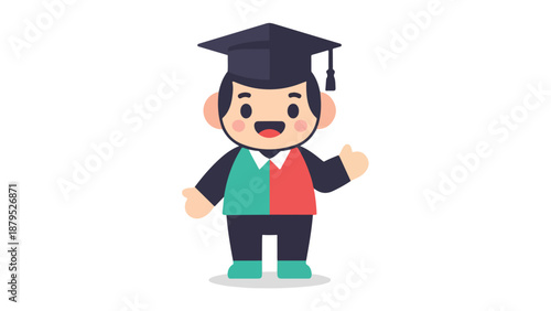 Cartoon graduate character giving thumbs up and smiling happily