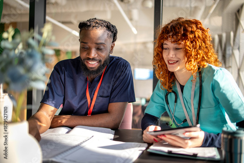 Medical students at the coffee break