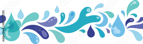 Colorful water splash elements on transparent background for sensory play