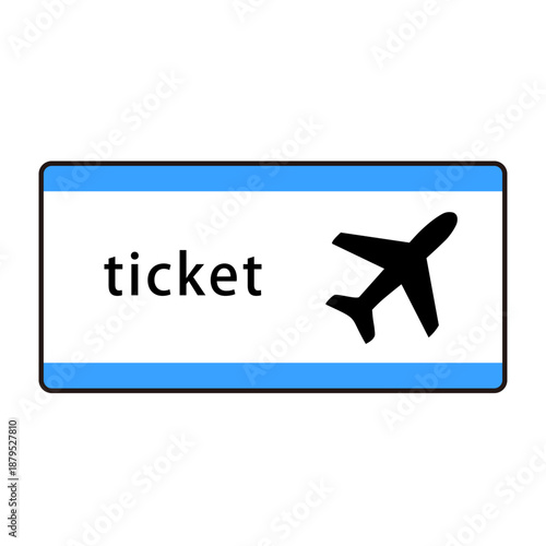 飛行機のイラスト入り航空券チケットのイラスト
Airplane Ticket Illustration with Plane Icon