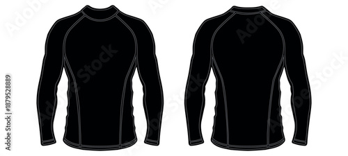 Long-sleeve Rash guard Mockup Template Vector