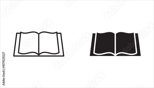 Vector illustration of a set of book icons on a white background. Isolated on a transparent background. Collection of literary book icons. Textbook icons.