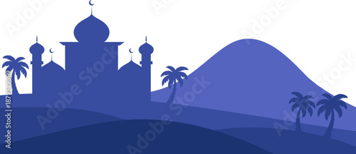 Islamic Mosque Desert Silhouette