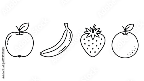 Simple Black Outline Star and Flower Shapes Vector Illustration Border Decoration