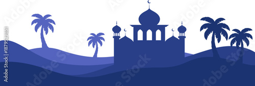 Mosque Desert Landscape Silhouette