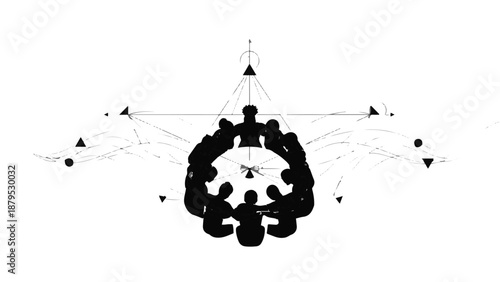 Abstract representation of a diverse group of people in discussion, symbolizing connection and ideas.