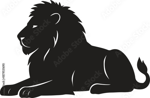 a black silhouette of a lion laying down