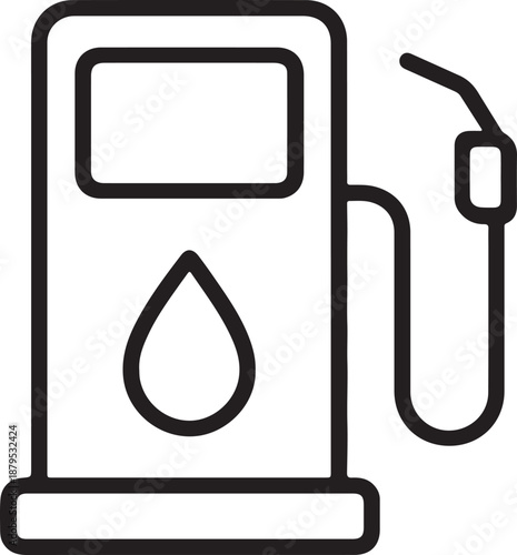 Gas station pump icon simple outline vector illustration for fuel energy and transportation concepts isolated on white background