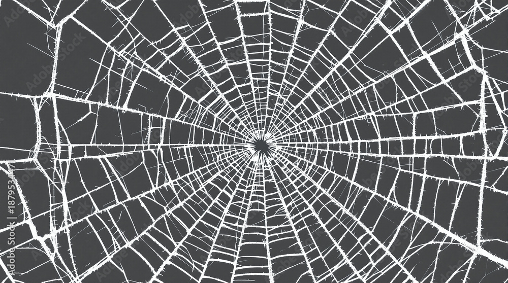 Fototapeta premium Abstract White Spider Web or Shattered Glass Crack Pattern on Dark Background